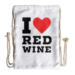 I Love Red Wine Drawstring Bag (large) by ilovewhateva