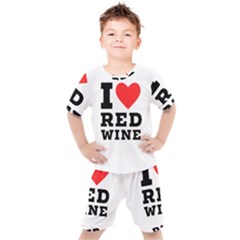 I Love Red Wine Kids  Tee And Shorts Set by ilovewhateva