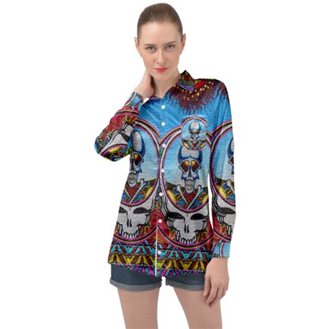 Grateful Dead Wallpapers Long Sleeve Satin Shirt by Mog4mog4