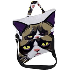 Grumpy Cat Fold Over Handle Tote Bag by Mog4mog4