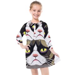 Grumpy Cat Kids  Quarter Sleeve Shirt Dress by Mog4mog4