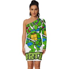 Teenage Mutant Ninja Turtles Long Sleeve One Shoulder Mini Dress by Mog4mog4