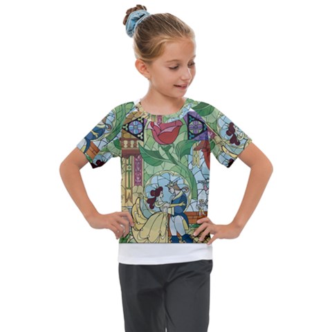 Beauty Stained Glass Kids  Mesh Piece Tee by Mog4mog4