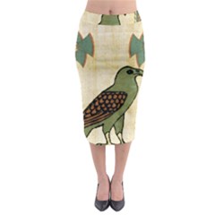 Egyptian Paper Papyrus Bird Midi Pencil Skirt by Mog4mog4