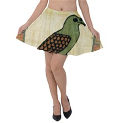 Egyptian Paper Papyrus Bird Velvet Skater Skirt