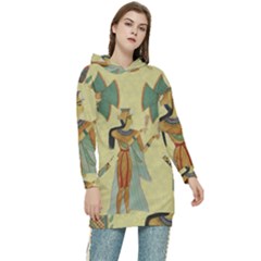 Egyptian Design Man Artifact Royal Women s Long Oversized Pullover Hoodie by Mog4mog4