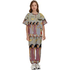 Egyptian Paper Women Child Owl Kids  Tee And Pants Sports Set by Mog4mog4