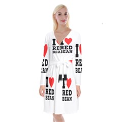 I Love Red Bean Long Sleeve Velvet Front Wrap Dress by ilovewhateva