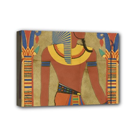 Egyptian Tutunkhamun Pharaoh Design Mini Canvas 7  x 5  (Stretched)