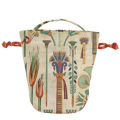 Egyptian Paper Papyrus Hieroglyphs Drawstring Bucket Bag by Mog4mog4