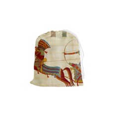 Egyptian Tutunkhamun Pharaoh Design Drawstring Pouch (small) by Mog4mog4