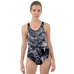 Lion Furious Abstract Desing Furious Cut-out Back One Piece Swimsuit by Mog4mog4