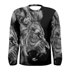 Roar Angry Male Lion Black Men s Long Sleeve Tee by Mog4mog4