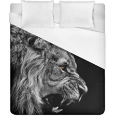 Roar Angry Male Lion Black Duvet Cover (california King Size) by Mog4mog4