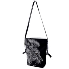 Roar Angry Male Lion Black Folding Shoulder Bag by Mog4mog4