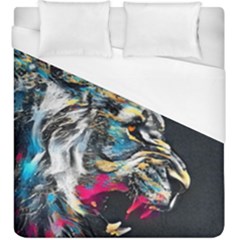 Angry Male Lion Roar Duvet Cover (king Size) by Mog4mog4