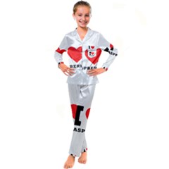 I Love Raspberry Kids  Satin Long Sleeve Pajamas Set by ilovewhateva