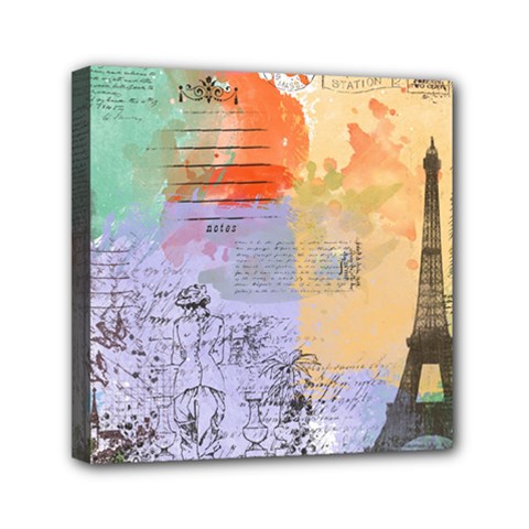 Scrapbook Paris Vintage France Mini Canvas 6  X 6  (stretched) by Mog4mog4