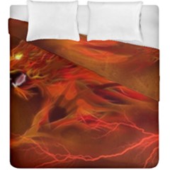 Fire Lion Flames Light Mystical Dangerous Wild Duvet Cover Double Side (king Size) by Mog4mog4