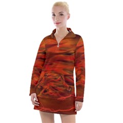 Fire Lion Flames Light Mystical Dangerous Wild Women s Long Sleeve Casual Dress by Mog4mog4