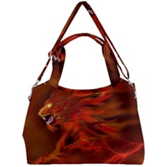 Fire Lion Flames Light Mystical Dangerous Wild Double Compartment Shoulder Bag by Mog4mog4