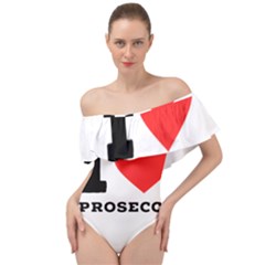 I Love Prosecco Off Shoulder Velour Bodysuit  by ilovewhateva