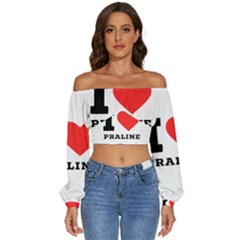 I Love Praline  Long Sleeve Crinkled Weave Crop Top by ilovewhateva