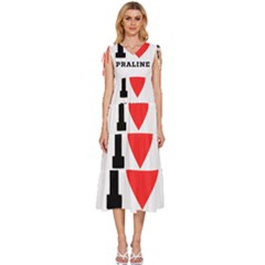 I Love Praline  V-neck Drawstring Shoulder Sleeveless Maxi Dress by ilovewhateva