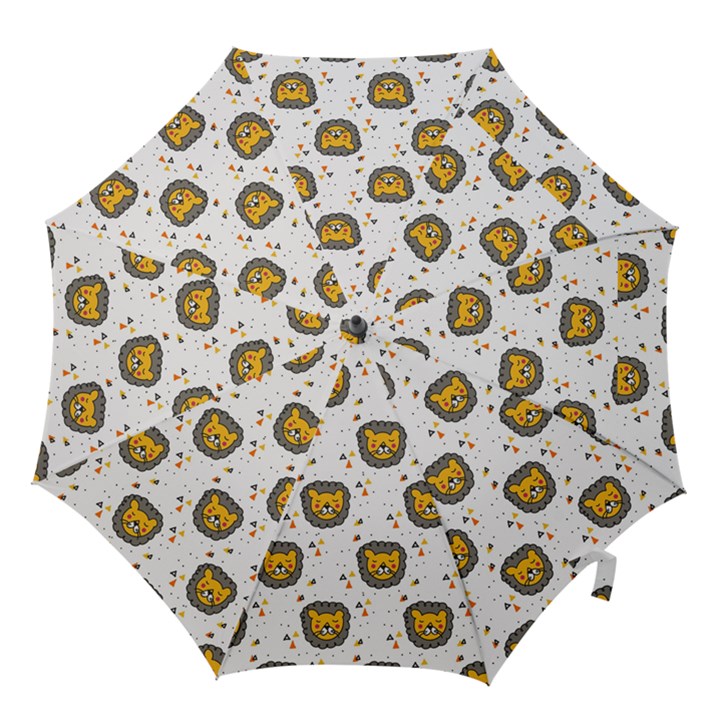 Lion Heads Pattern Design Doodle Hook Handle Umbrellas (Medium)