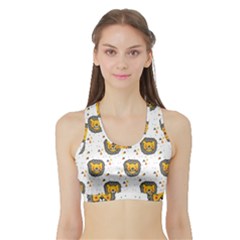 Lion Heads Pattern Design Doodle Sports Bra With Border by Mog4mog4