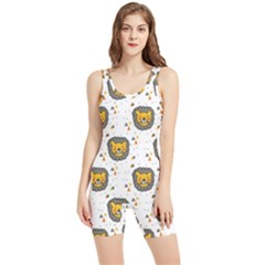 Lion Heads Pattern Design Doodle Women s Wrestling Singlet by Mog4mog4