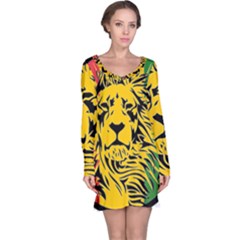 Lion Head Africa Rasta Long Sleeve Nightdress by Mog4mog4