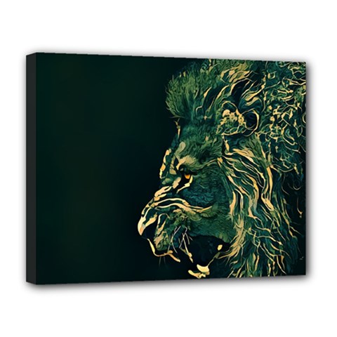 Angry Male Lion Canvas 14  X 11  (stretched) by Mog4mog4