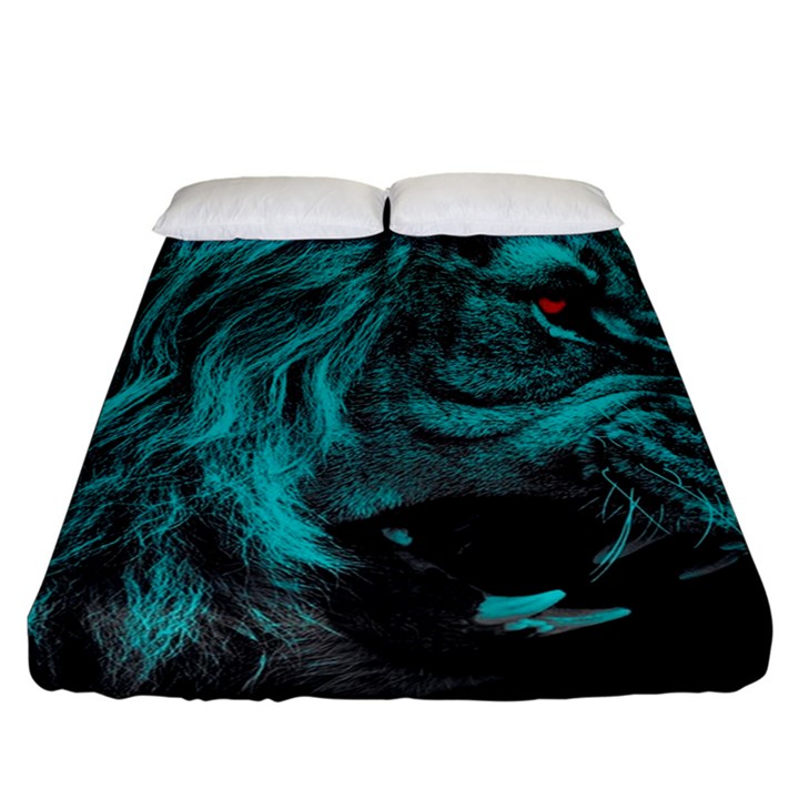 Angry Male Lion Predator Carnivore Fitted Sheet (California King Size)