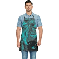 Angry Male Lion Predator Carnivore Kitchen Apron by Mog4mog4