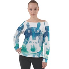 My Neighbor Totoro Off Shoulder Long Sleeve Velour Top by Mog4mog4