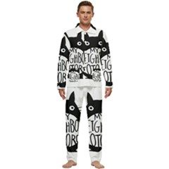 My Neighbor Totoro Black And White Men s Long Sleeve Velvet Pocket Pajamas Set by Mog4mog4