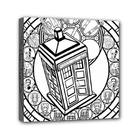 Bad Wolf Tardis Art Drawing Doctor Who Mini Canvas 6  X 6  (stretched) by Mog4mog4