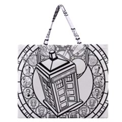 Bad Wolf Tardis Art Drawing Doctor Who Zipper Large Tote Bag by Mog4mog4