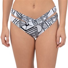 Bad Wolf Tardis Art Drawing Doctor Who Double Strap Halter Bikini Bottoms by Mog4mog4