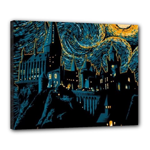 Hogwarts Castle Van Gogh Canvas 20  X 16  (stretched) by Mog4mog4