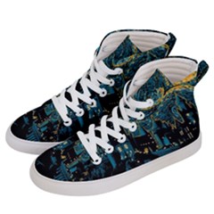 Hogwarts Castle Van Gogh Men s Hi-top Skate Sneakers by Mog4mog4