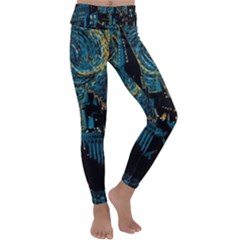 Hogwarts Castle Van Gogh Kids  Lightweight Velour Classic Yoga Leggings by Mog4mog4