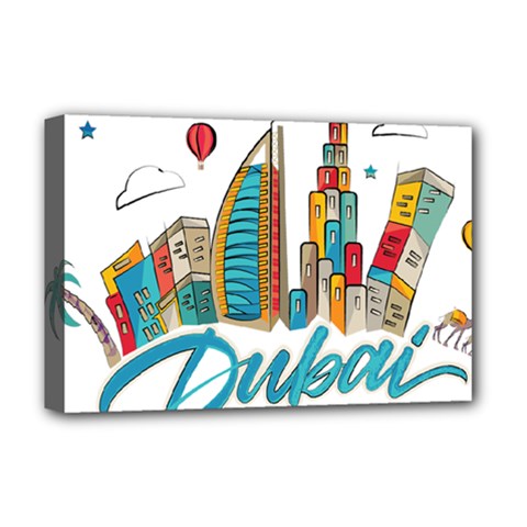 Burj Khalifa Skyline Clip Art Drawing Comic World Deluxe Canvas 18  X 12  (stretched) by Mog4mog4