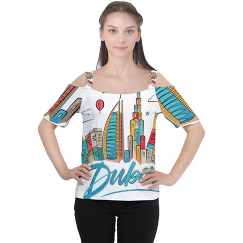 Burj Khalifa Skyline Clip Art Drawing Comic World Cutout Shoulder Tee by Mog4mog4