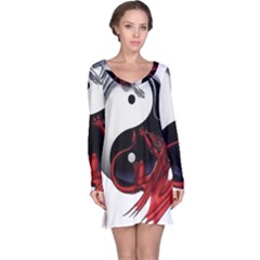 Yin And Yang Chinese Dragon Long Sleeve Nightdress by Mog4mog4