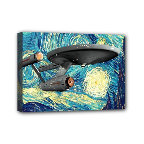 Star Starship The Starry Night Van Gogh Mini Canvas 7  X 5  (stretched) by Mog4mog4