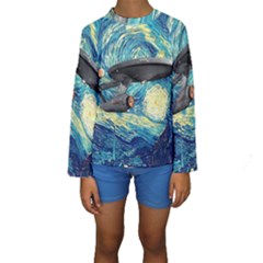 Star Starship The Starry Night Van Gogh Kids  Long Sleeve Swimwear by Mog4mog4