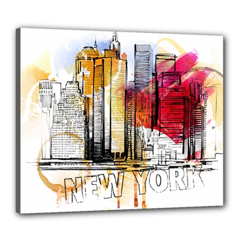 New York City Skyline Vector Illustration Canvas 24  X 20  (stretched)