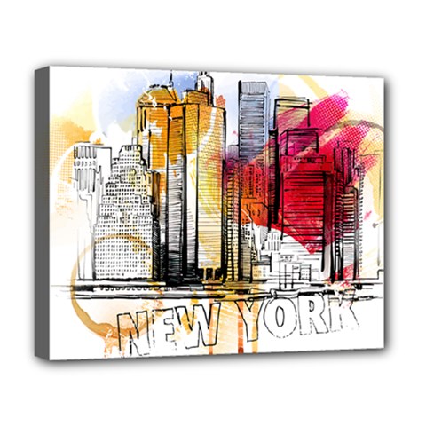 New York City Skyline Vector Illustration Deluxe Canvas 20  X 16  (stretched) by Mog4mog4